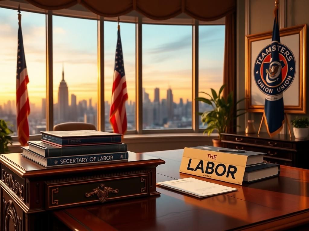 Flick International Emblematic office setup of the Department of Labor with Secretary of Labor nameplate