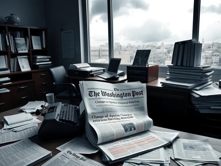 Flick International Cluttered editorial desk with vintage typewriter symbolizing journalistic tradition