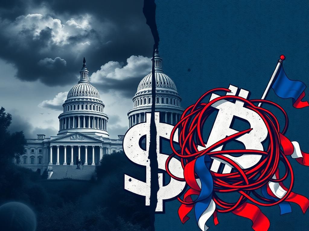 Flick International Split image of Capitol Building in stormy skies showing political tension