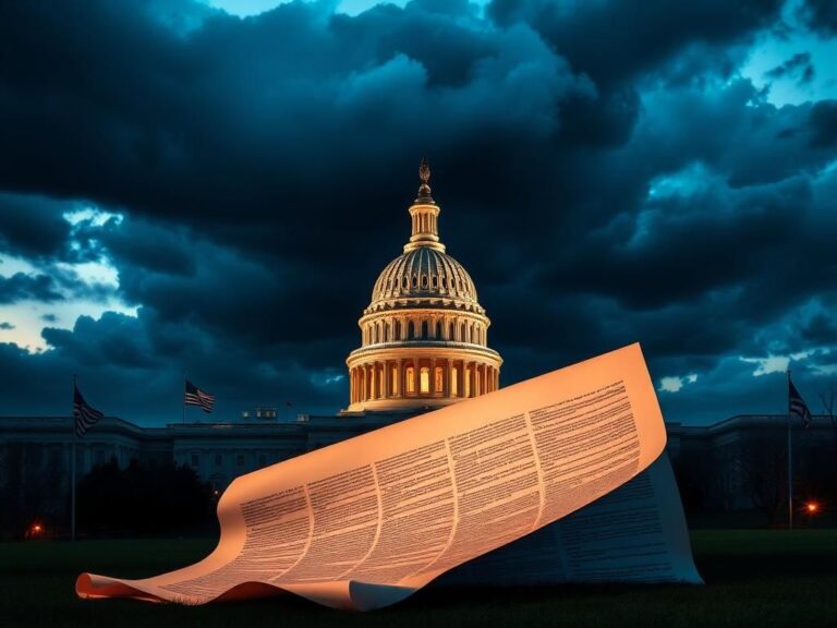 Flick International U.S. Capitol building under a twilight sky with storm clouds, symbolizing the government shutdown threat