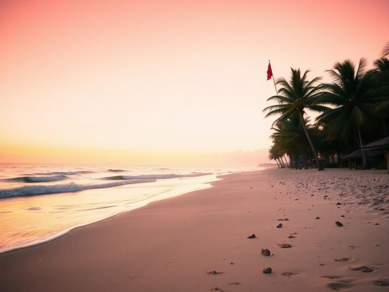 Flick International Serene beach scene at Riu Republica Resort with red flag signaling rough ocean conditions