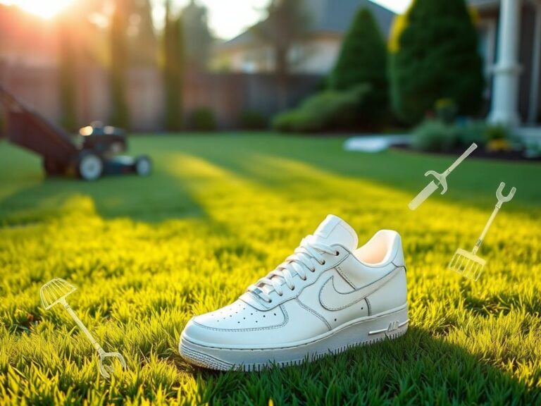 Flick International Pair of extravagant $6,000 Dior Air Force 1 sneakers on a freshly mowed lawn