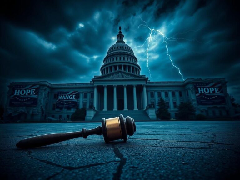 Flick International Dark stormy sky over an American government building symbolizing political turmoil