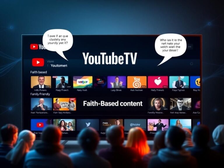 Flick International Digital platform interface symbolizing YouTube TV with focus on faith-based content