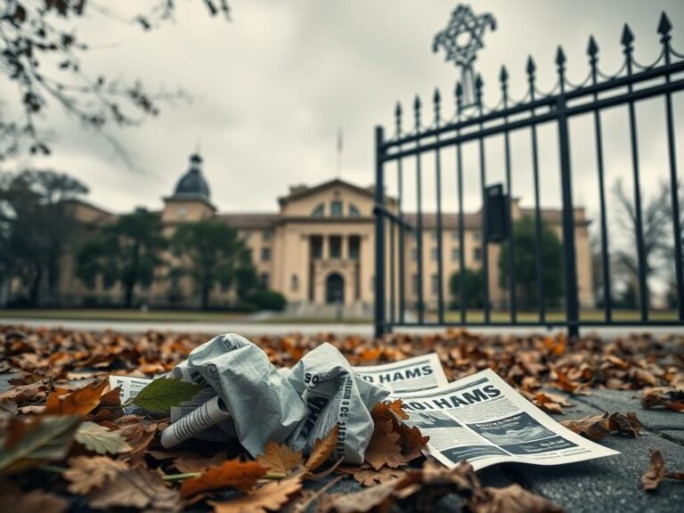 Flick International Conceptual image depicting a university campus atmosphere underscored by national security concerns and political tension