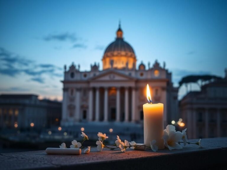 Flick International Serene scene of St. Peter's Basilica during twilight with a flickering candle