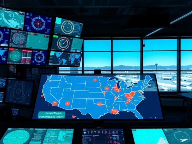 Flick International High-tech air traffic control room with modern screens and digital control panel