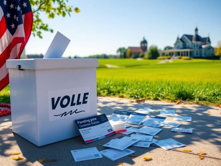 Flick International Serene polling place in Wisconsin with colorful ballot box and identification cards