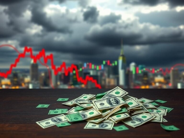 Flick International Stock market graph showing downward trend with dollar bills symbolizing economic uncertainty