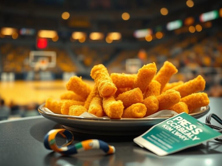 Flick International Close-up of a plate of mozzarella sticks in a sports event setting