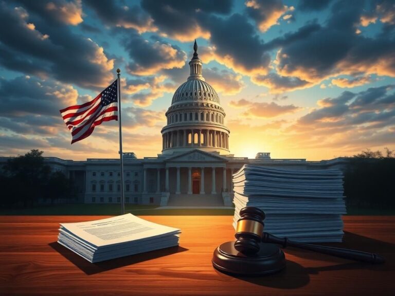 Flick International U.S. Capitol building at dusk with American flag and legislative items