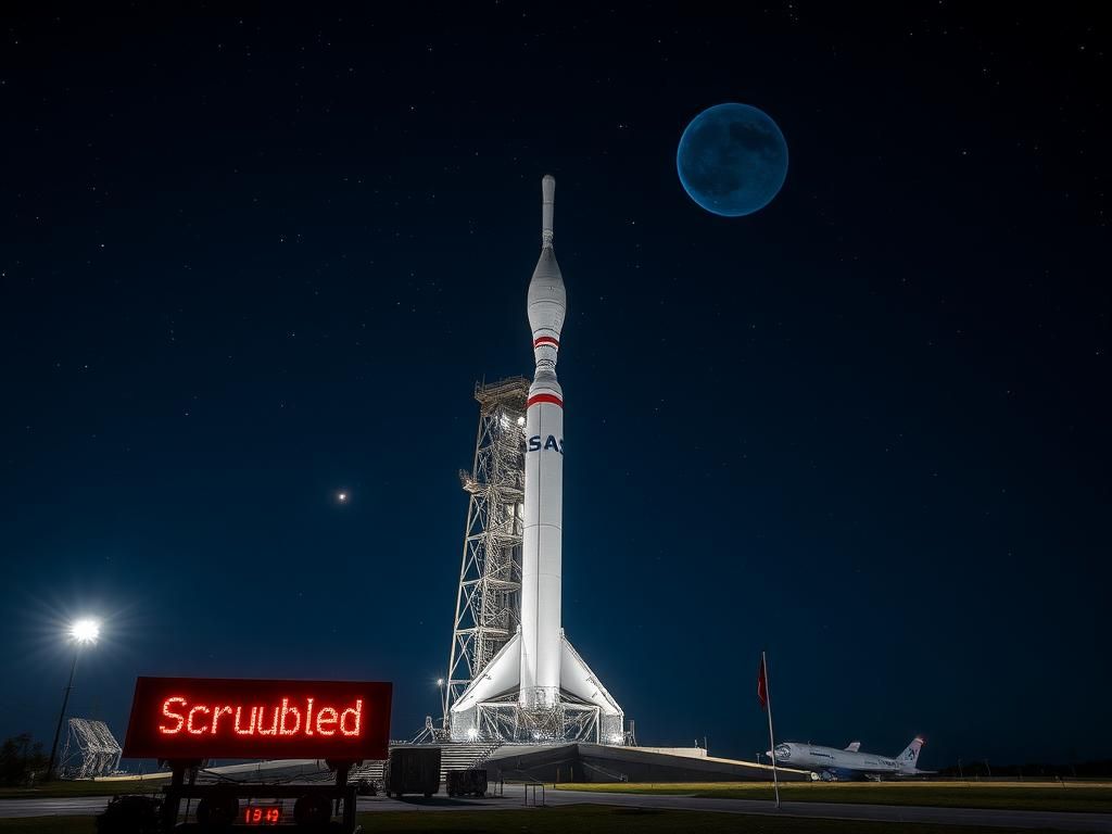 Flick International SpaceX Falcon 9 rocket on launch pad under a starlit sky