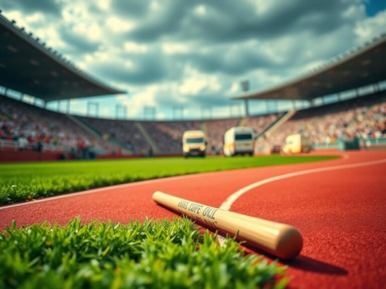 Flick International A dynamic track scene featuring a baton lying on a vibrant running track