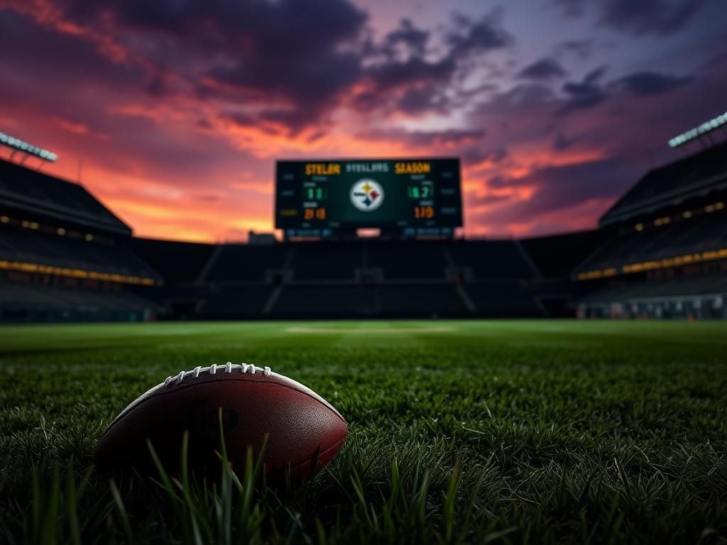 Flick International Shadowy silhouette of a lion's face on a dramatic NFL field symbolizing Aaron Rodgers as Scar from 'The Lion King'