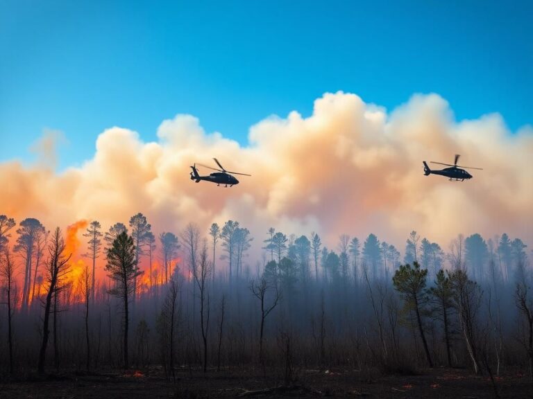 Flick International South Carolina forest engulfed in flames with thick smoke billowing into the sky