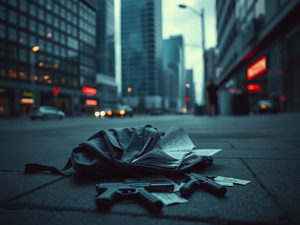 Flick International Urban scene with abandoned backpack and handwritten notes symbolizing healthcare industry grievances