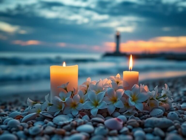 Flick International A serene outdoor scene with a glowing candle and flowers symbolizing remembrance and love