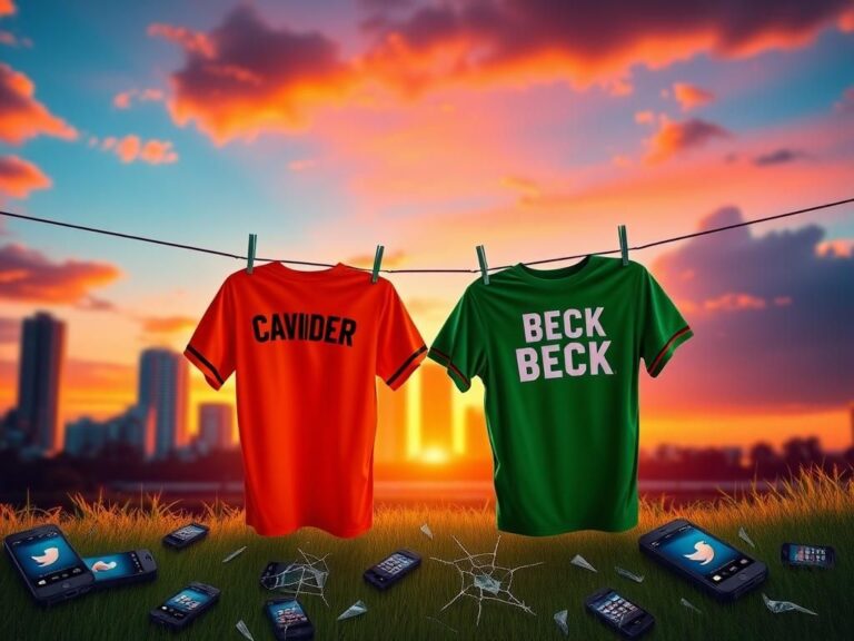 Flick International Vibrant Miami skyline at sunset with sports jerseys symbolizing broken relationship