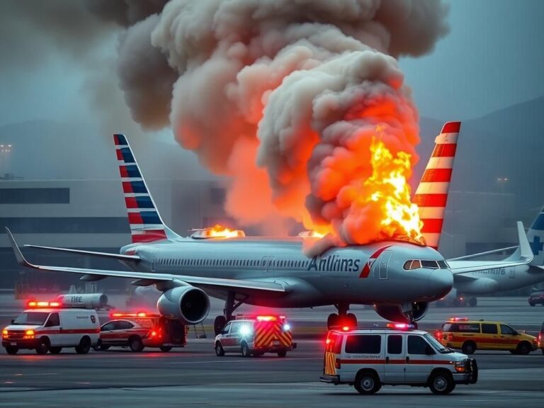 Flick International American Airlines flight engulfed in flames at Denver International Airport