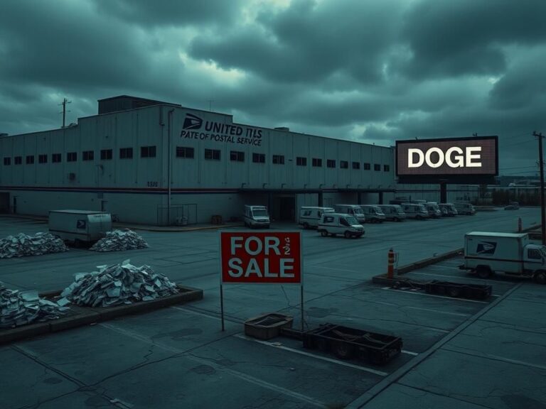 Flick International Aerial view of an aging United States Postal Service facility showing signs of neglect