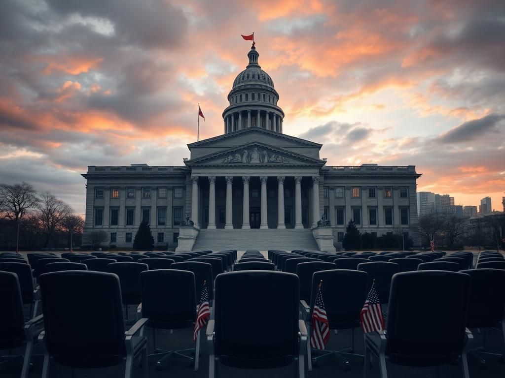 Flick International A large government building symbolizing federal strength under a dramatic sky