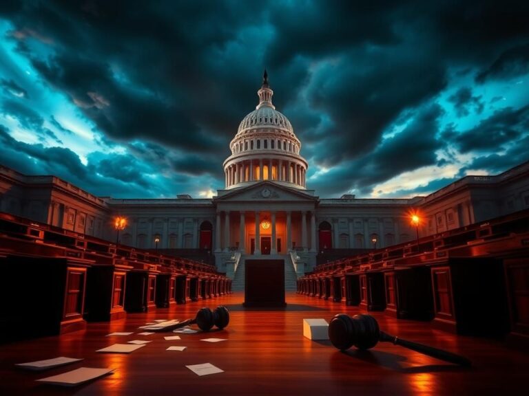 Flick International Dramatic view of the U.S. Capitol building at dusk with stormy clouds