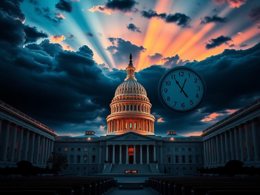 Flick International U.S. Capitol building at dusk with an empty Senate chamber