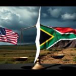 Flick International Dramatic split landscape illustrating U.S.-South Africa political tensions