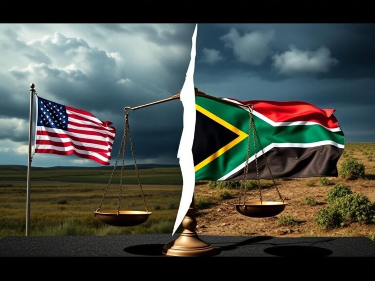 Flick International Dramatic split landscape illustrating U.S.-South Africa political tensions