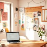 Flick International A cozy creative workspace filled with colorful artwork and a laptop