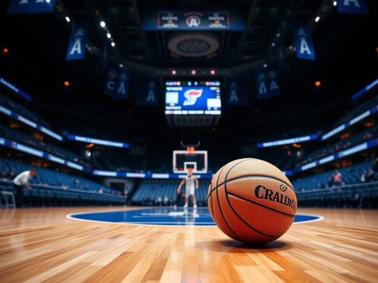 Flick International Dramatic basketball court scene highlighting rivalry between Creighton and UConn