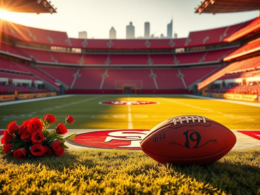 Flick International Vibrant football stadium scene showcasing 49ers logo and symbolizing emotional return of Kyle Juszczyk