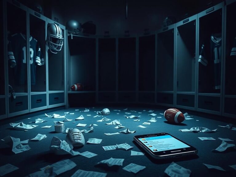 Flick International Dramatic locker room scene with Dallas Cowboys memorabilia and social media conflict