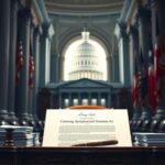 Flick International Interior view of the U.S. Capitol with ornate desk and signed legislation