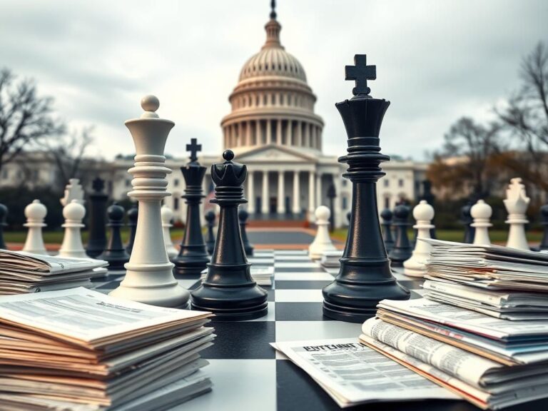 Flick International Large chessboard symbolizing a political battle with U.S. Capitol in the background