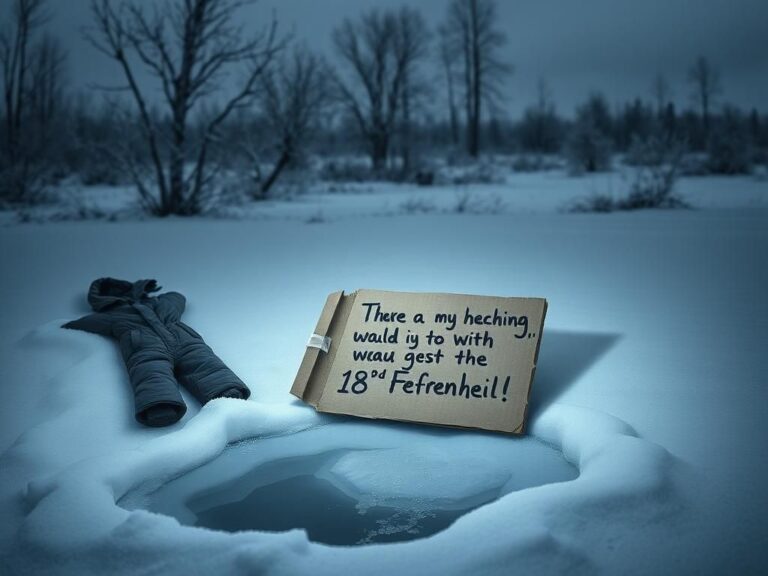 Flick International A cold winter scene with a threatening sign in front of a barren landscape