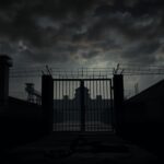 Flick International Dark and imposing Salvadoran prison complex under stormy sky