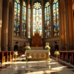 Flick International Pope Francis observing Mass in a serene cathedral