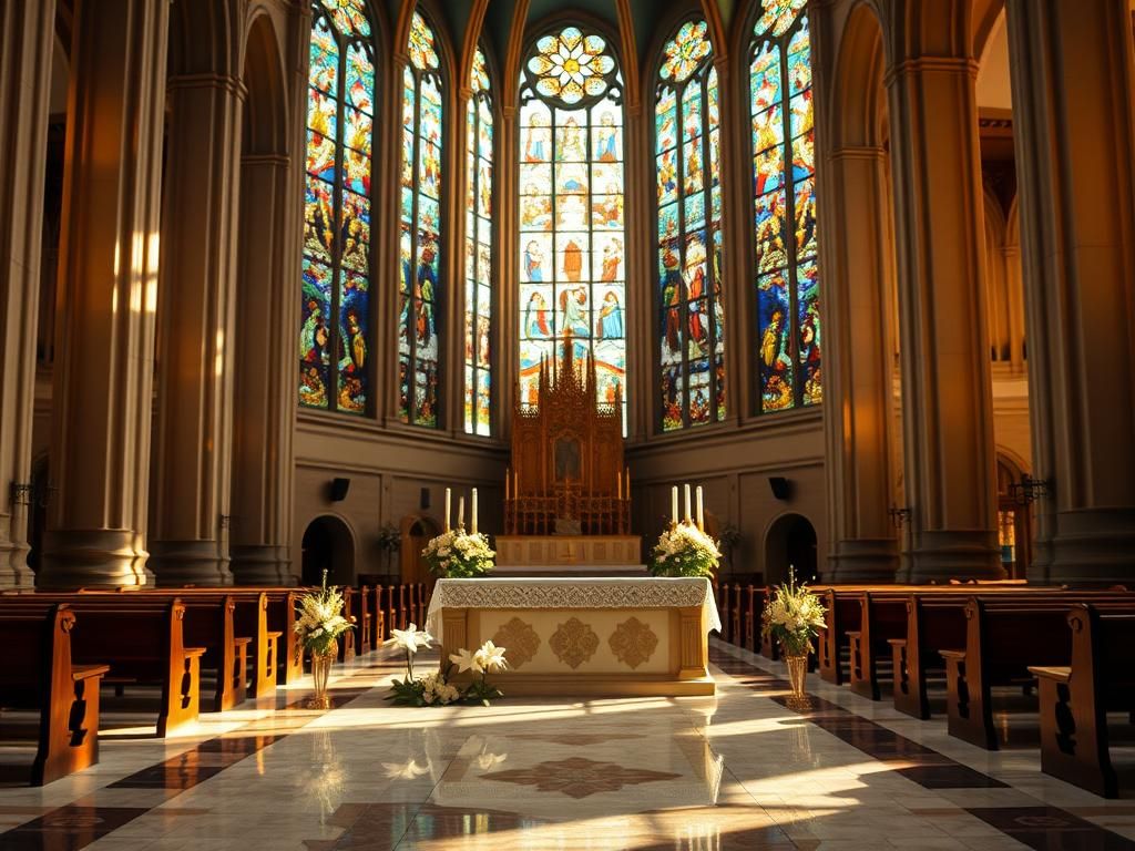 Flick International Pope Francis observing Mass in a serene cathedral