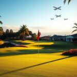 Flick International Golf course landscape at Trump International Golf Club showing manicured greens and palm trees