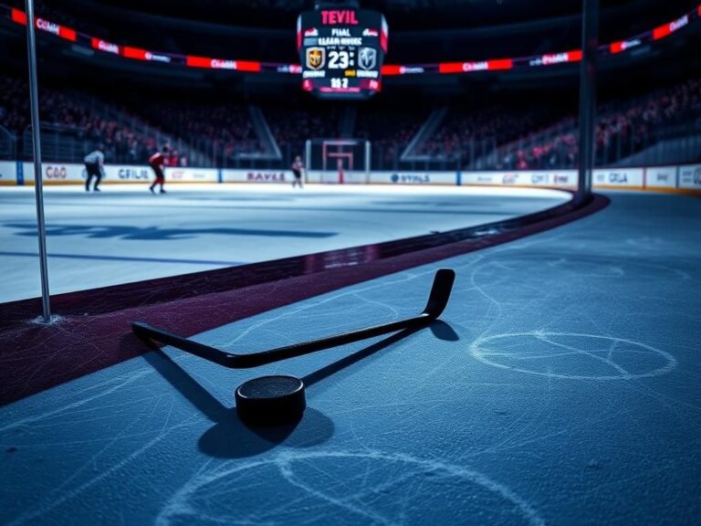 Flick International Dramatic scene of ice hockey rink after Jack Hughes' injury