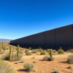 Flick International Section of the newly constructed border wall in Arizona's southern landscape