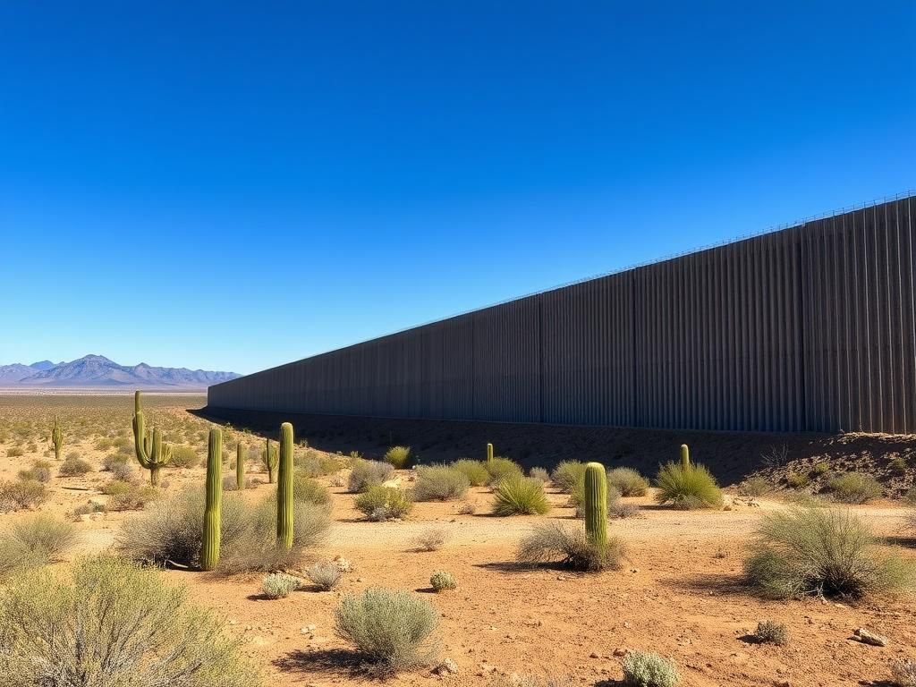 Flick International Section of the newly constructed border wall in Arizona's southern landscape