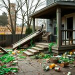 Flick International Partial roof collapse at a St. Patrick's Day party near the University of Pittsburgh, with debris scattered around