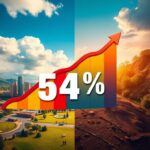 Flick International Colorful approval rating graph showing 54% with contrasting political landscapes