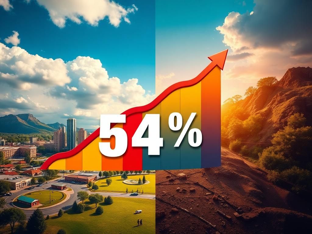 Flick International Colorful approval rating graph showing 54% with contrasting political landscapes