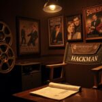 Flick International vintage film set honoring Gene Hackman with iconic movie elements