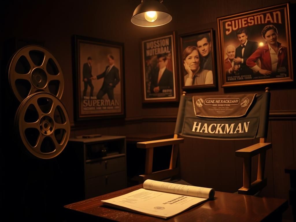 Flick International vintage film set honoring Gene Hackman with iconic movie elements