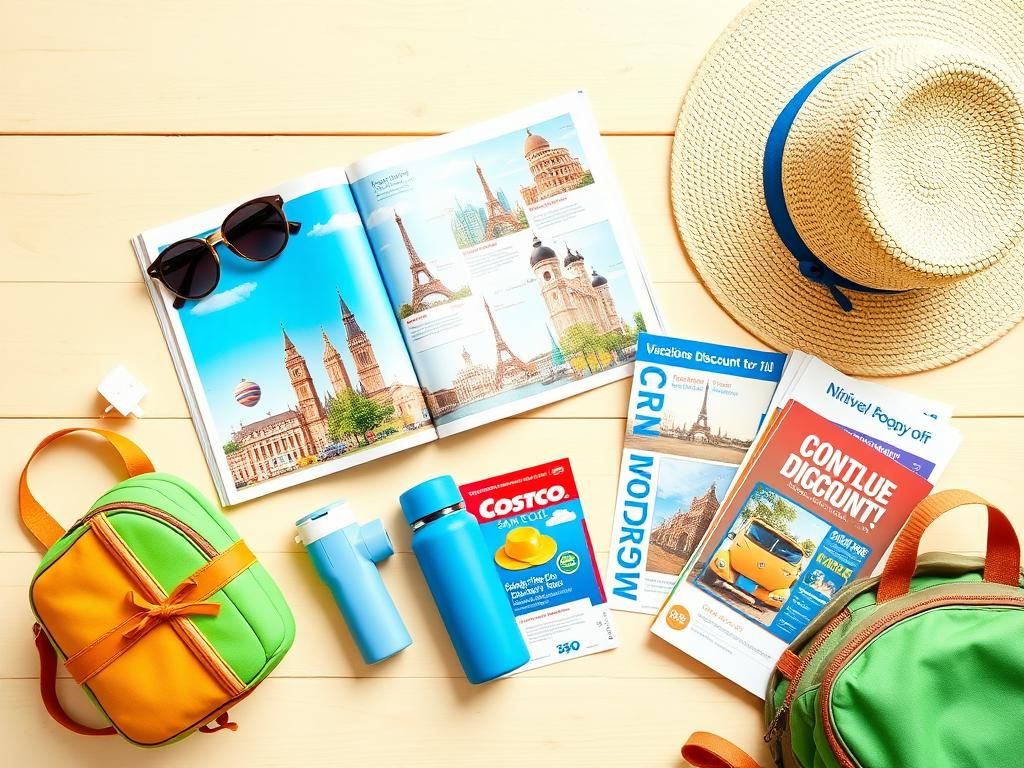 Flick International A vibrant travel-themed flat lay showcasing summer vacation essentials including a travel guide, sunglasses, and a stylish sun hat.