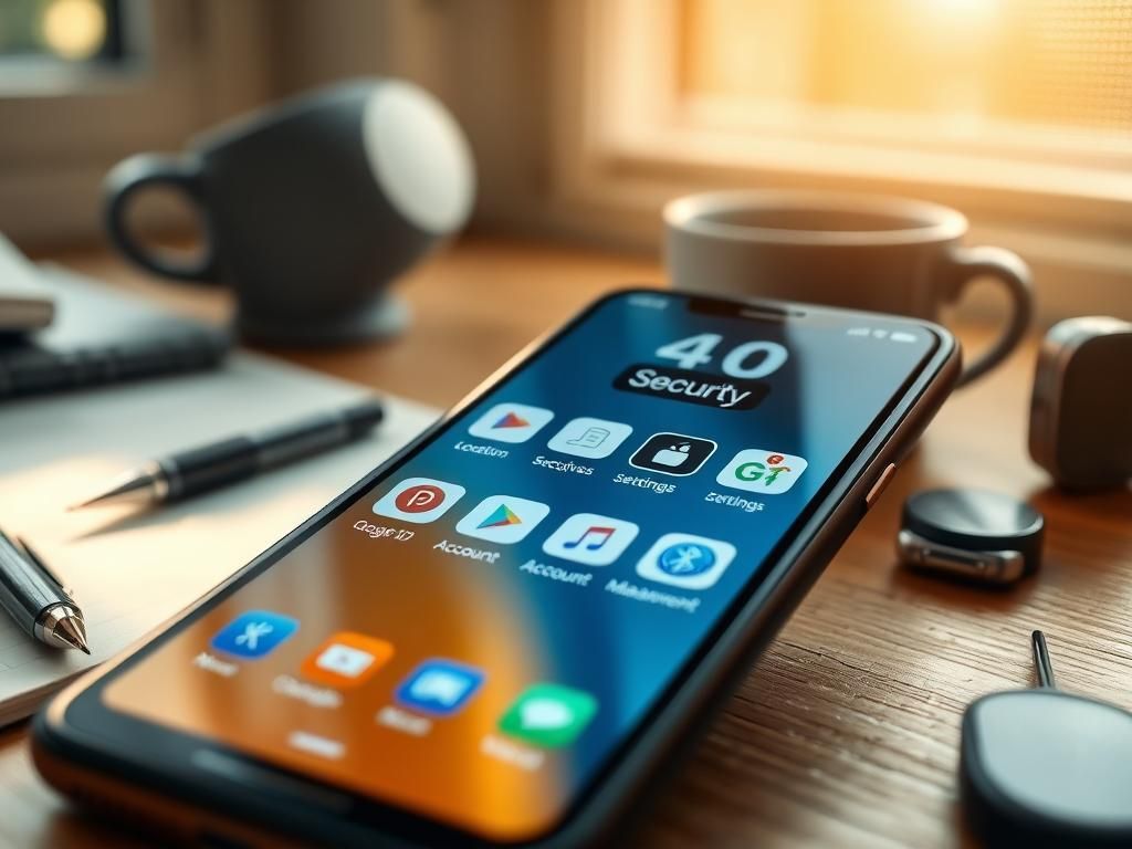 Flick International Close-up of a smartphone screen with security and privacy apps on a wooden desk